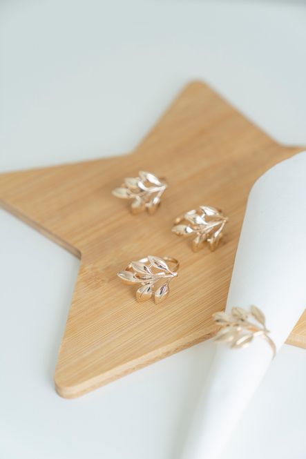 Hovedbilde Servettring 4pk Blad - Guld