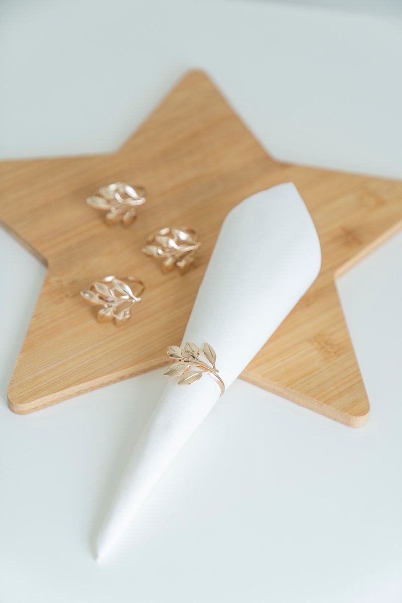 Servettring 4pk Blad - Guld