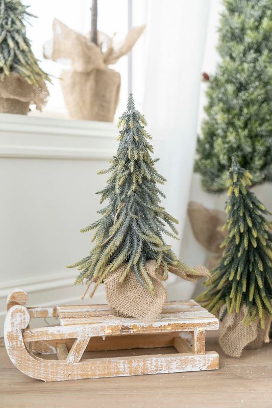 Furuträd i Jutekruka 35cm - Frost