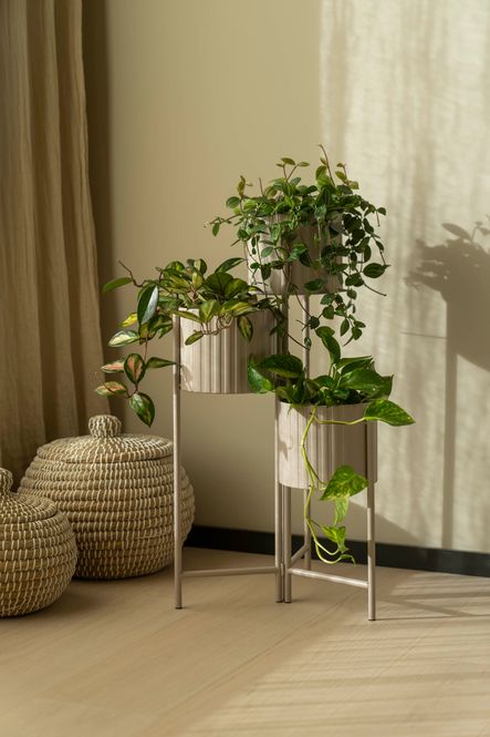 Huvudbild Blomsterstativ med tre nivåer  Brun