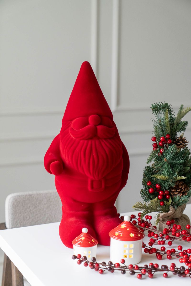Velour Tomte 56cm Röd