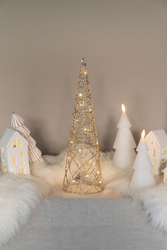 LED julgran - metalltråd - 12x40cm - guld