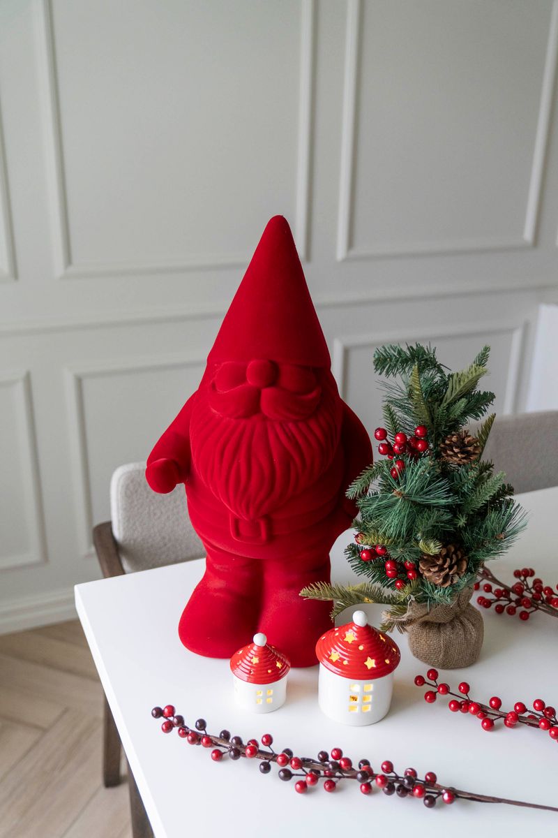 Velour Tomte 56cm Röd