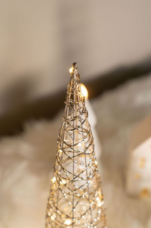 LED julgran - metalltråd - 12x40cm - guld