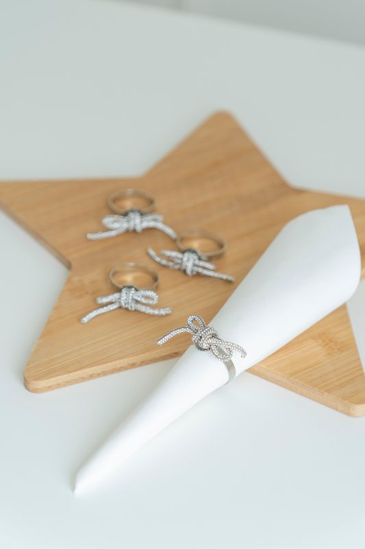 Servettring 4pk - Rosett Silver